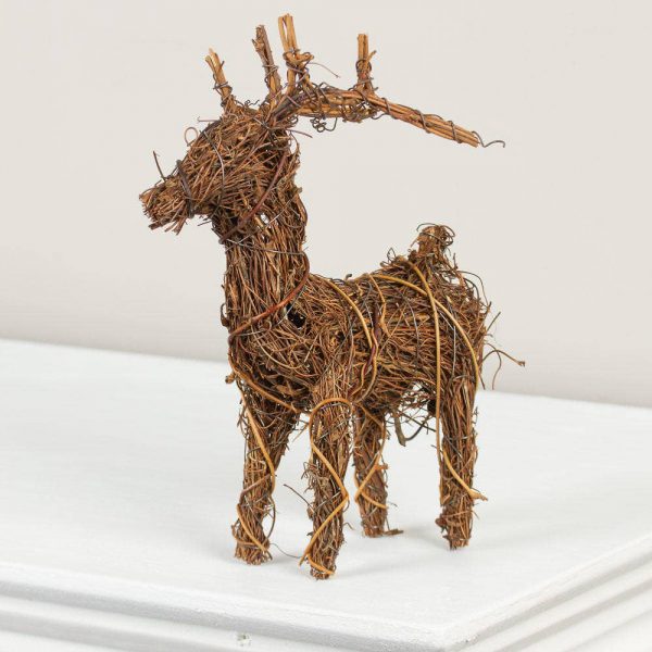 8" Natural Angel Vine Reindeer Figurine
